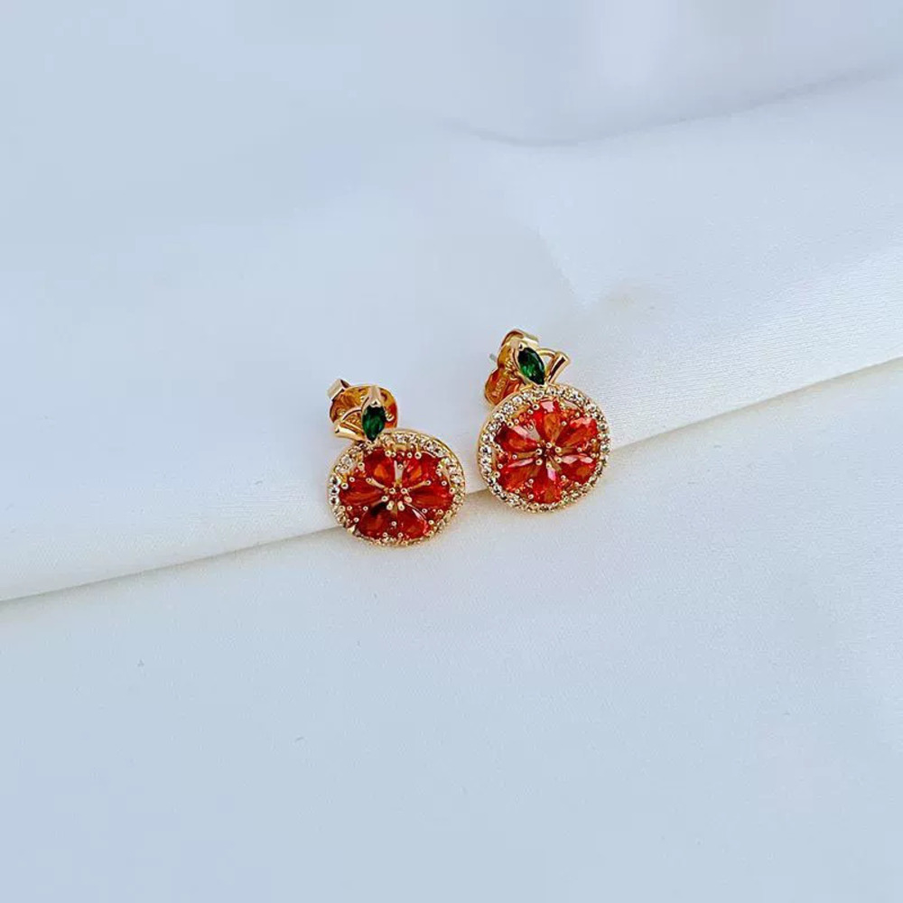 Kendra Scott Gold Plated Colorful Zircon Grapefruit Orange Earrings Silver